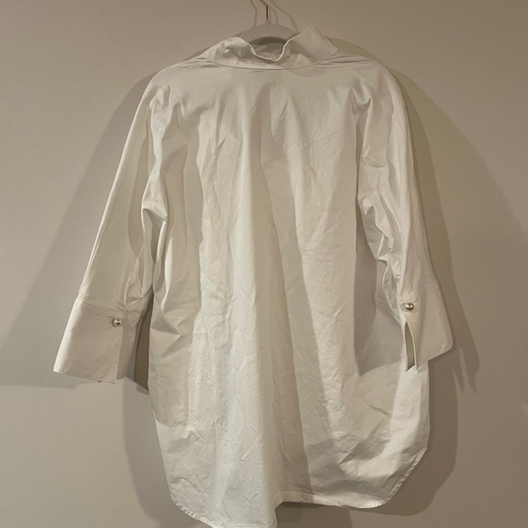 Tuckernuck Blanc Willow Blouse || Popped Collar & Pearl Button - Picture 5 of 8